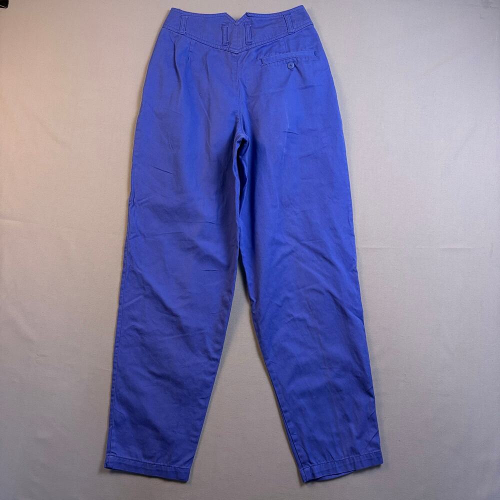 Vintage 80's Pants High Waisted Pleated Bold Retro Western Cobalt Blue 24" Waist - Picture 6 of 6